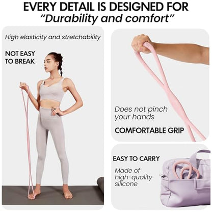 Figure 8 Resistance Band, Figure 8 Resistance Bands for Women Men,Resistance Band Figure for Working Out, Non-Slip Handles, Home Gym, Yoga & Physical Therapy - color: 15 LBS Pink