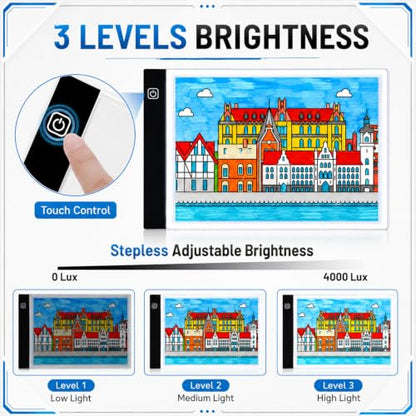 Ropoloogy 6 Pack A4 Rechargeable Tracing Light Box Diamond Art Painting Drawing LED Light Pad with USB Powered and Adjustable Brightness Art Tracer Board for Sketching Animation Stenciling