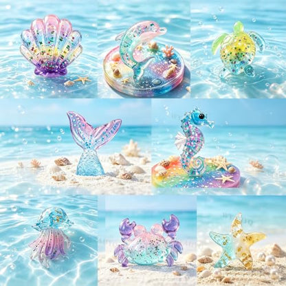 8Pcs Ocean Sea Animal Silicone Epoxy Resin Molds | Jewelry Pendants Keychains Bag Charms