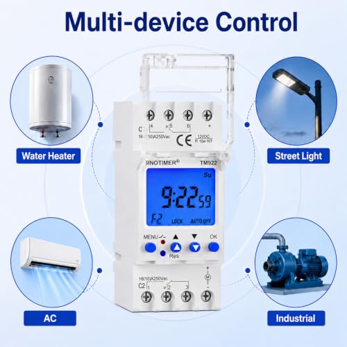 DC/AC 12V Power 2 Channels Big LCD Display Programmable Timer, Time Switch Dual-Relay, 16A with Blue Backlight - size: Input 12VDC