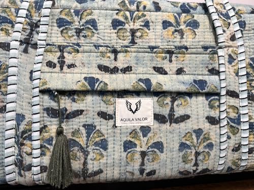 Large Capacity Handblock Printed Yoga Mat bag for Women, Gym Bag, Fits Yoga Blocks, Adjustable strap, Pilates, Gym, Fitness Block & Gear, Light and Durable - color: Meadow Haze