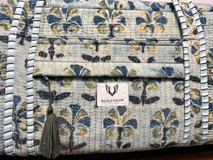 Large Capacity Handblock Printed Yoga Mat bag for Women, Gym Bag, Fits Yoga Blocks, Adjustable strap, Pilates, Gym, Fitness Block & Gear, Light and Durable - color: Meadow Haze