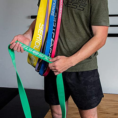 Serious Steel Fitness 81.3cm(32인치) 저항 트레이닝 밴드 (휴대용 운동 밴드 시스템 트레이닝 밴드 - 152cm(5피트 10인치) 미만의 개인에게 적합) - color: #4 그린 (22.7-54.4kg(50-120파운드)