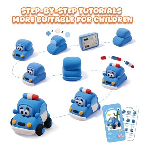 Air Dry Clay Kit for Kids - 3 Boxes Pull Back Car Making | Modeling Clay with Sculpting Tools, Base, Backing Board, Tutorial, Ultra Light & Soft, Creative DIY Arts and Crafts Toys - color: City Rescue Team