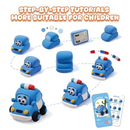 Air Dry Clay Kit for Kids - 3 Boxes Pull Back Car Making | Modeling Clay with Sculpting Tools, Base, Backing Board, Tutorial, Ultra Light & Soft, Creative DIY Arts and Crafts Toys - color: City Rescue Team