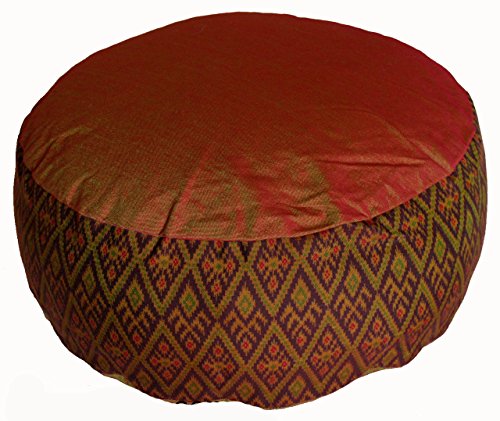 분장식 명상 쿠션 Zafu 베개 - 버밀 및 카포 필 - 글로벌 패턴 - color: Ikat Diamond Saffron