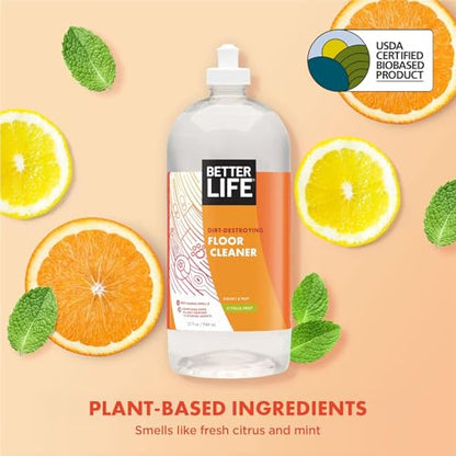 Better Life Floor Cleaner - Liquid Multipurpose Cleaner for Wood, Tile, Laminate, Vinyl, Bamboo for Mopping - Citrus Mint 1 Gallon Refill - size: 128 Fl Oz (Pack of 1)