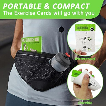 Half Balance Ball Workout Cards, 62 Exercises Cards Deck Large Size 5" x 3.5" Fitness Cards for Women & Men, Beginner Fitness Guide to Training Exercises at Home or Gym - style: Half Balance Ball