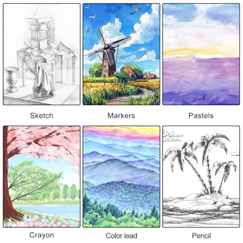 4 Pack Mixed Media Sketchbook 9×12 in, Spiral Bound, 200 Sheets Sketch Pads | 160gsm Acid-Free Paper, Flat-Lay Spiral Design, for Dry Media, Mixed-Media Project & Back-to-School Gifts - color: fruit, size: 9 x 12 inch (4 pack)