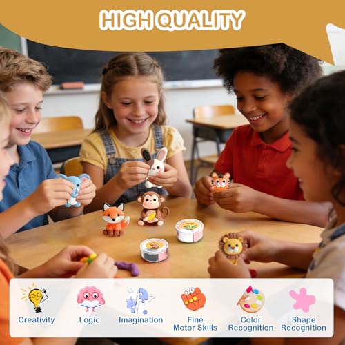 Air Dry Clay Kit - 12 Animal Modeling Clay for Kids, Complete DIY Clay Craft Set with Sculpting Tools & Step-by-Step Tutorials, Ultra Soft & Non-Sticky Clay, Children's Day Gift Ideas - color: Clay Animals kit