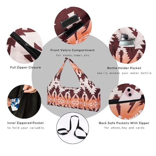 Yoga Mat Bag - Large Yoga Bag with Yoga Mat Strap, Zipper and Pockets - Yoga Bags and Carriers Fits All Your Stuff - Personalized Yoga Mat Bags for Women Fits Most Size Mats - color: Boho Camel