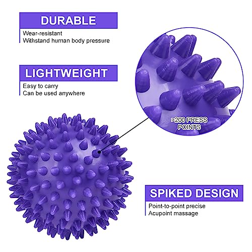 URAQT Spiky Massage Ball Set, 2 Pack Physical Therapy Massage Balls, Hard Lacrosse Ball & Spiky Massage Ball for Myofascial Release and Trigger Point Deep Tissue Massage (Purple) - color: 2pcs-purple