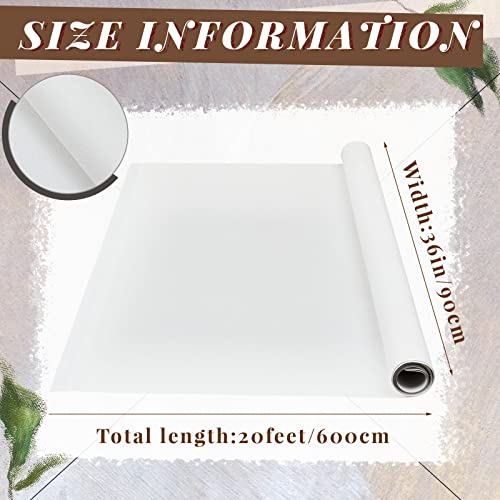 Kinlop 36 Inch x 20 Feet Double Primed Cotton Canvas Large White Canvas Roll for Oil and Acrylic Painting - color: White, size: 36 Inch X 20 Feet