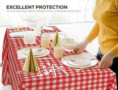 Utopia Kitchen Plastic Table Cloth Disposable (12 Pack - 54x108 Inch) Red Checkered Rectangle Tablecloth Waterproof Stain Resistant Party Table Cover - color: Red Check, size: 54X108 Inch - 12PC