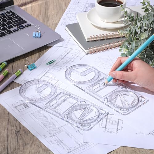 Zonon 2 Pack 360 Degree Protractor, 6 Inch Multifunctional Drawing Ruler Rotatable Mathematical Function Math Geometry Ruler Set, Large Clear Circle Protractor Drafting Tools for Engineering(Upgrade) - style: Upgrade