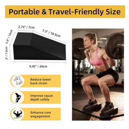 Squat Wedge Block Yoga Wedge Blocks 2 Pack, Yoga Foam Wedges Exercise Foot Wedges Block for Workout Heel Elevated Calf Stretcher Gymnastic(Black)