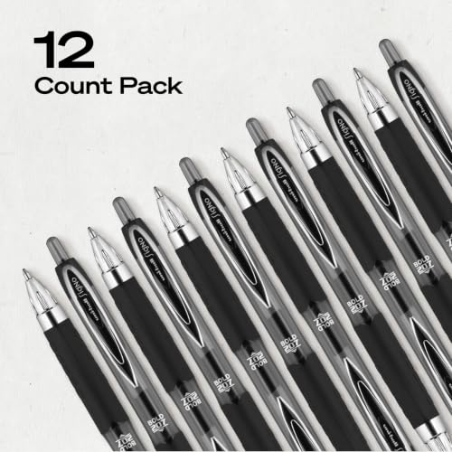 uniball™ 207 Gel Pens, Black Ink, 1.0mm Bold Point, Retractable, 12 Count | Smooth Writing, Fraud-Resistant, uni Super Ink™ - size: 1 Count (Pack of 12)