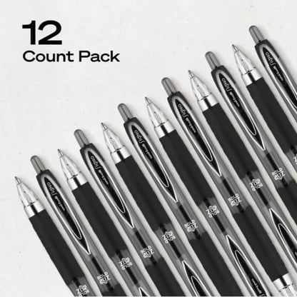 uniball™ 207 Gel Pens, Black Ink, 1.0mm Bold Point, Retractable, 12 Count | Smooth Writing, Fraud-Resistant, uni Super Ink™ - size: 1 Count (Pack of 12)