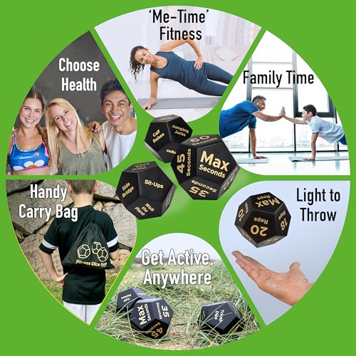 Exercise Dice & Workout Dice Set, 3 Pack 12-Sided, PE & Gym