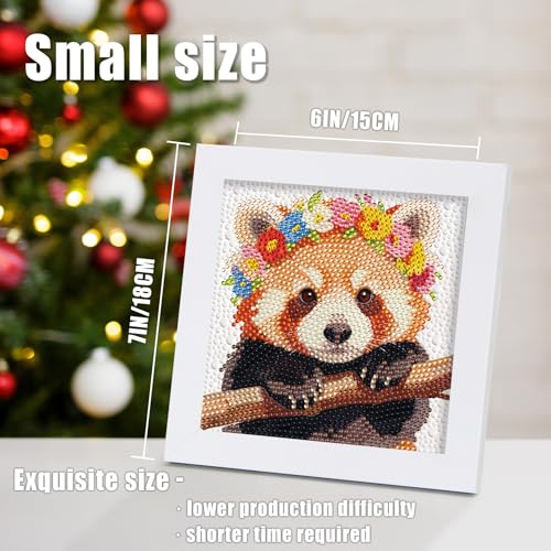 geesfayan Diamond Art Kits for Kids,6 Inch DIY Gem Art Painting with 7 Inch Frame, Complete Starter Kit for Beginners, Creative Arts & Crafts Gift for Girls & Boys (Red Panda) - color: Red Panda