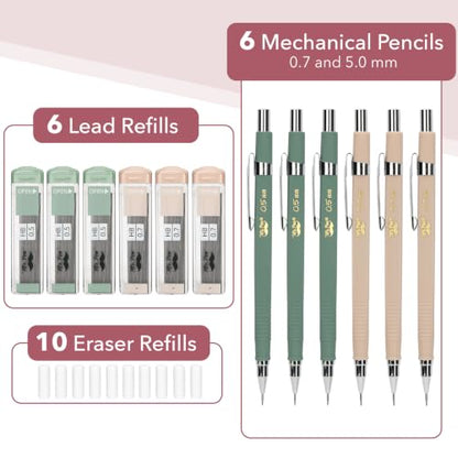 Mr. Pen- Mechanical Pencil Set with Lead and Eraser Refills, 6 Pack | 2 Sizes, 0.5 and 0.7mm, Sketching Pencils, Drafting Pencil, Drawing Mechanical Pencils