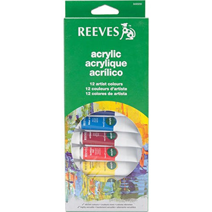Reeves 12-Pack Acrylic Color Tube Set, 10ml - size: 12 Tubes, style: Acrylic Colour