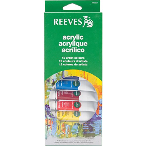 Reeves 12-Pack Acrylic Color Tube Set, 10ml - size: 12 Tubes, style: Acrylic Colour