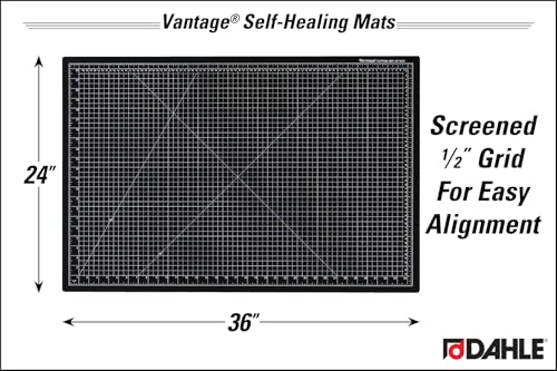 Dahle Vantage 10673 Premium Self-Healing Cutting Mat, 24"x36", 1/2" Grid, 5 Layers for Max Healing, Perfect for Crafts & Sewing, Black - color: Black, size: 36"L x 24"W
