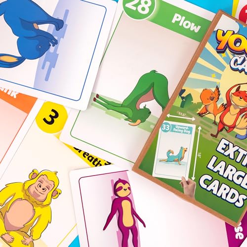 Extra Large Yoga Cards for Kids, Ages 5+, 44 Giant Animal Poses & Breathing