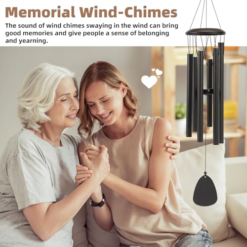 Aluminium Wind Chimes 26 Inches to Create a Zen Atmosphere Suitable for Outdoor, Garden, Patio Decoration. Classic Black Wind Chimes with Wind Catcher Suitable as A Gift for Unisex - color: Black