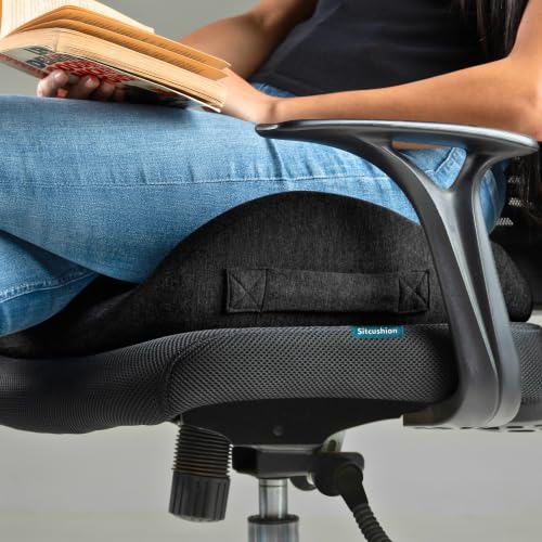 Office Chair Cushion for Back & Tailbone, Sciatica Pain Relief Pillow - color: Black