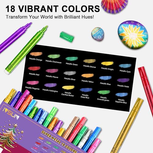 IVSUN 128 Colors Art Markers Set + 18 Super Golden Metallic Markers