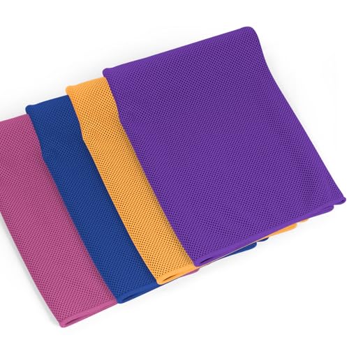 4 Pack Cooling Towel for Neck and Face,Sports Tennis Hiking Running Riding Yoga Fitness Gym Workout Sweat Ice Towel (Multicolor-04) - color: Multicolor-04