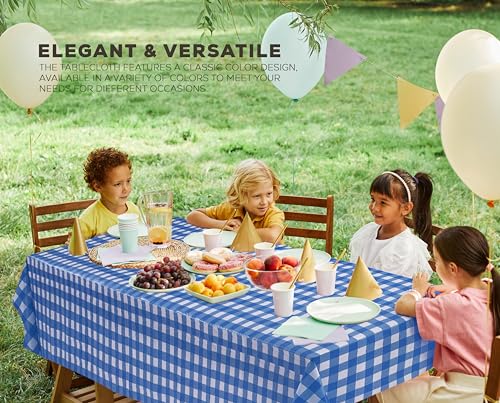 Utopia Kitchen Plastic Table Cloth Disposable [Blue Check, 6 Pack] | Rectangle Tablecloth Waterproof Stain Resistant Party Table Cover - color: Blue Check, size: 54X108 Inch - 6PC