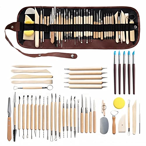 Clay Tools 46PCS Pottery Tools Clay Sculpting Tools Polymer Clay Tools Kit Ceramic Tools for DIY Handcraft Modeling Clay Carving Tools Set - color: 46PCS