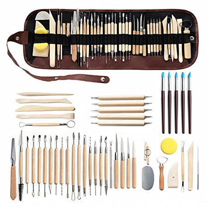 Clay Tools 46PCS Pottery Tools Clay Sculpting Tools Polymer Clay Tools Kit Ceramic Tools for DIY Handcraft Modeling Clay Carving Tools Set - color: 46PCS
