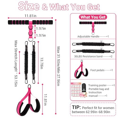 Adjustable Pedal Resistance Band with Handle, Poster, Carry Bag and 2 Tube