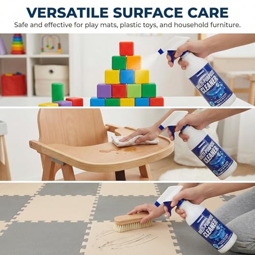 Multi-Surface Cleaner Spray for Play Mat, Yoga Mat, Tatami & Table Top, Remove Stains from Kids Toys, Backpacks & School Chairs, Safe for Handprints & Food Spills, Easy Wipe Cleaning, 500ml