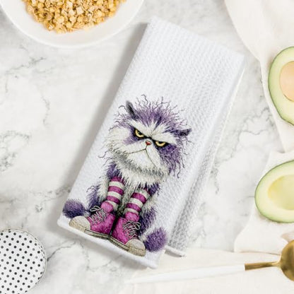 4 Pcs Funny Cat Kitchen Towels, Cute Cats Gifts Reusable Hand Towels-02 - color: Multi 1617