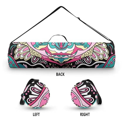 Yoga Mat Bag Portable Yoga Mat Holder with Adjustable Strap Lighweight Gym Tote Bag with Handle - color: Boho Mandala Pink