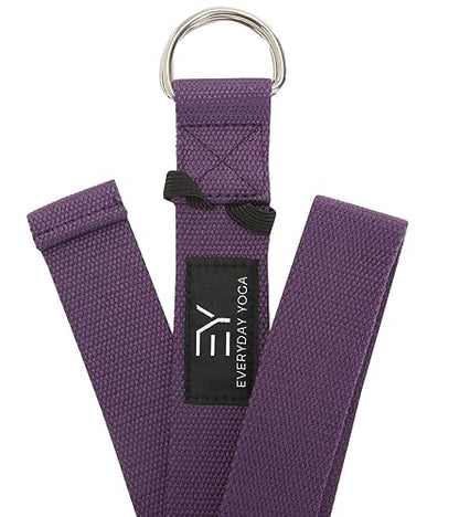 𝗘𝘃𝗲𝗿𝘆𝗱𝗮𝘆 𝗬𝗼𝗴𝗮 Foam Block and Yoga Strap Set, Soft Non-Slip Surface for Stability, Balance, and Deepen Stretches - Plum - 6ft Length