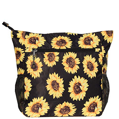ESVAN Original Floral Water Resistant Large Tote Bag Shoulder Bag for Gym Beach Travel Daily Bags Upgraded - color: [N] Sunflower