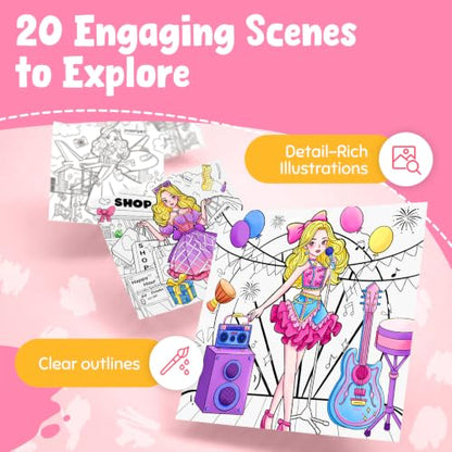 JoyCat Find & Color Paint with Water Coloring Books for Toddlers | Seek and Find Learning Activity, No Mess Princess Arts & Crafts Kids Toys Ages 3-5 & 4-8, Birthday Gifts for Boys & Girls - style: Fashion Princess