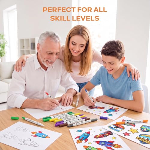 100 Watercolor Markers Set | Water Color Pens with Brush & Fineliner, Water-Based Art Markers | Dual Tip Markers for Adult Coloring, Lettering, Calligraphy, Sketching, Journaling & Illustration - color: White