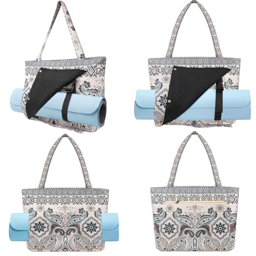 Yoga Mat Bag Yoga Bags and Carriers Fits All Your Stuff Yoga Tote Bag with Zipper Pocket Yoga Mat Carrier Pilates Bag Take in Out Mat Easily - color: Indian Floral