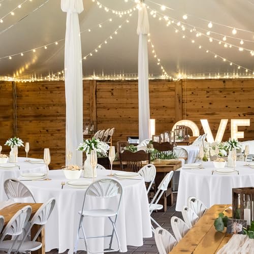 Fitable 8 Pack White Round Tablecloths 84 Inch for 36"-60" Tables | Stain & Wrinkle Resistant, Washable Polyester Cloth Covers for Wedding Party Dining Banquet Event Catering Reception - color: White, size: 84 in Round, 8 Pack