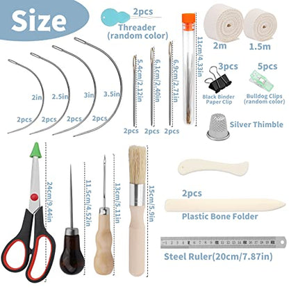 Book Binding Kits Bookbinding Kit Book Binding Materials Bone Folder Tool | 41 Pcs Bookbinding Supplies Book Making Kit with Binding Ribbon Brush Waxed Thread, Awl for Bookbinding - color: 41 Pcs Style A