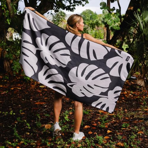 Sprints Athletic Running Towel, Full-Sized, Car Seat Cover - Performance Microfiber (Monstera of Race's Past) - color: Monstera of Races Past W/ Snaps