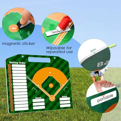 Magnetic Baseball Lineup Board for Coach | Baseball Lineup Board for Dugout | Baseball Clipboard for Coaches | Baseball Dry Erase Coaching Board | Double-Sided Coaches Whiteboard - color: Baseball Coach Board