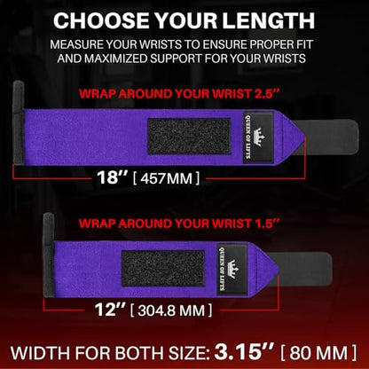 TECEUM Elastic Cotton Weightlifting Wrist Wraps with Thumb Loops, 1 Pair - color: Purple, style: 12" – Queen of Lifts